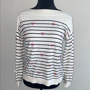 LOFT Cream Ribbed Knit Sweater